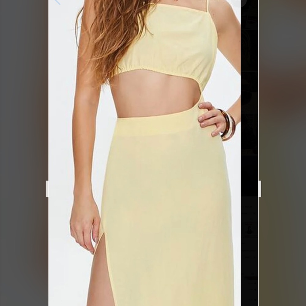 NWT Yellow cut out midi dress